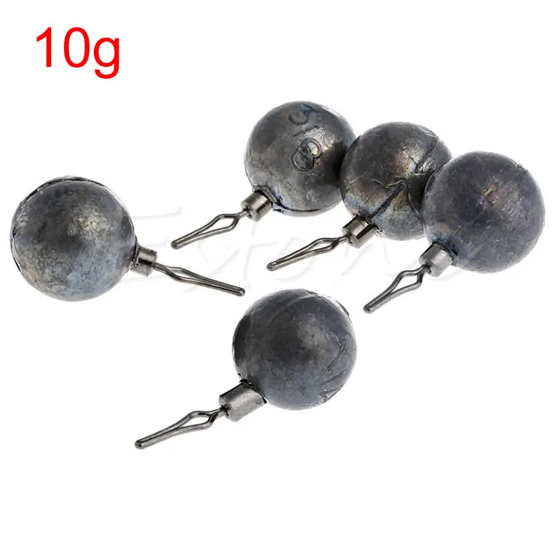 Fishing 1 Pack 5Pcs Fishing Lead Sinker Round Shape Lure Lead Sinker Fishing Tackle Weight10gin