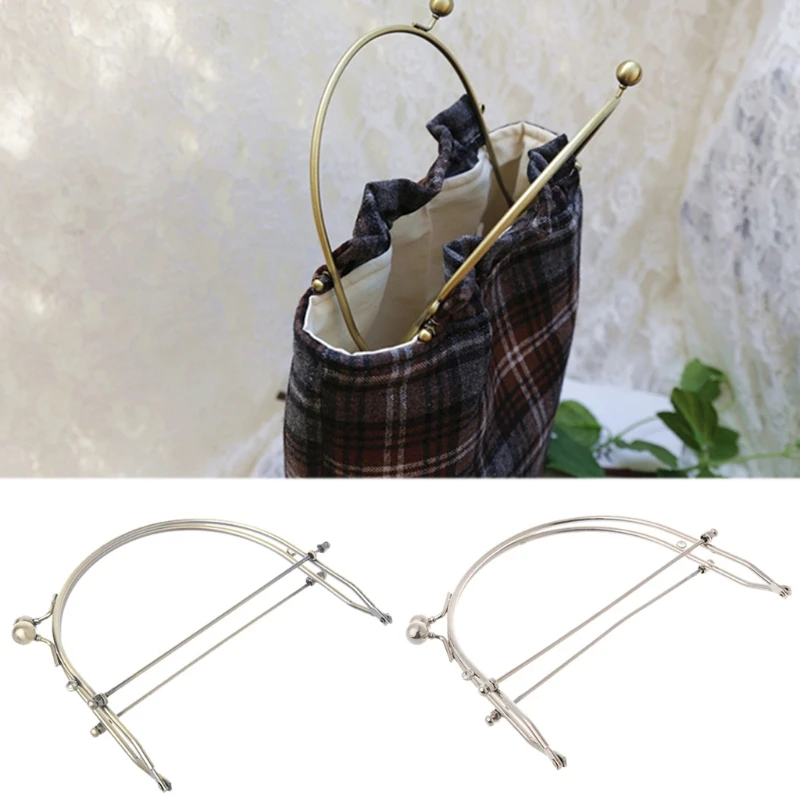 

Fashion New 1 Pc Metal Half Round Frame Kiss Clasps Lock Purse Bag Handbag Handle Clutch Bag Accessories