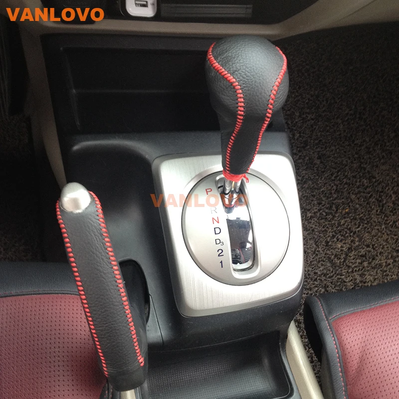 Genuine Leather Cover For Honda Civic 8th Generation Automatic Gear Genuine Leather Cover For Honda Civic 8th Generation Automatic Gear Shift Collar Handbrake Grip Red Black Sch In Collars From