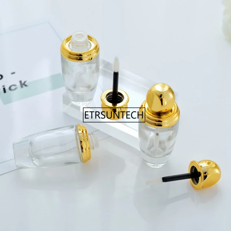 Mini 6ml Gold Cap Lipstick Tube Empty Glass Lip Gloss Bottle DIY Lip