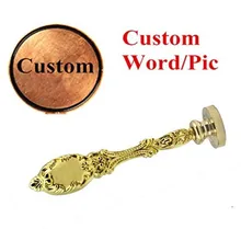 Vintage Custom Made Your Design Letter Picture Personalized Wedding Invitation Wax Seal Stamp Handle Kit Peacock Metal Handle