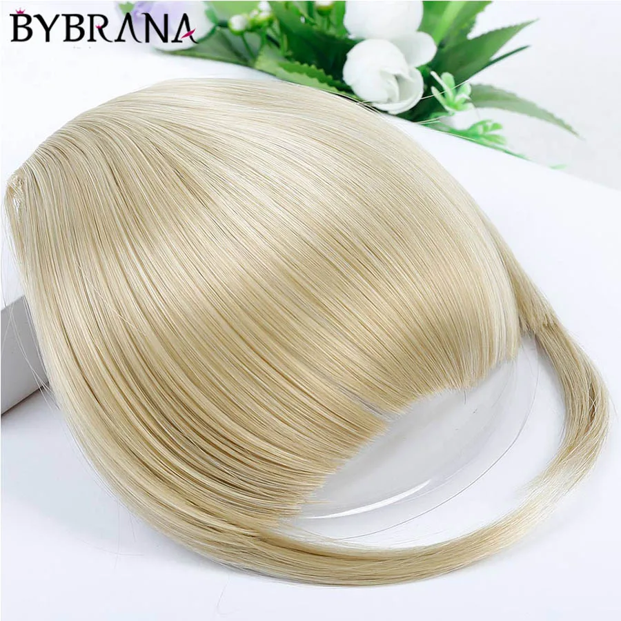 

Bybrana Short Fringe Blonde Clip In Hair Bangs Hairpiece Heat Resistant Fake Bangs Hair Piece Natural Clip In Hair Extensions