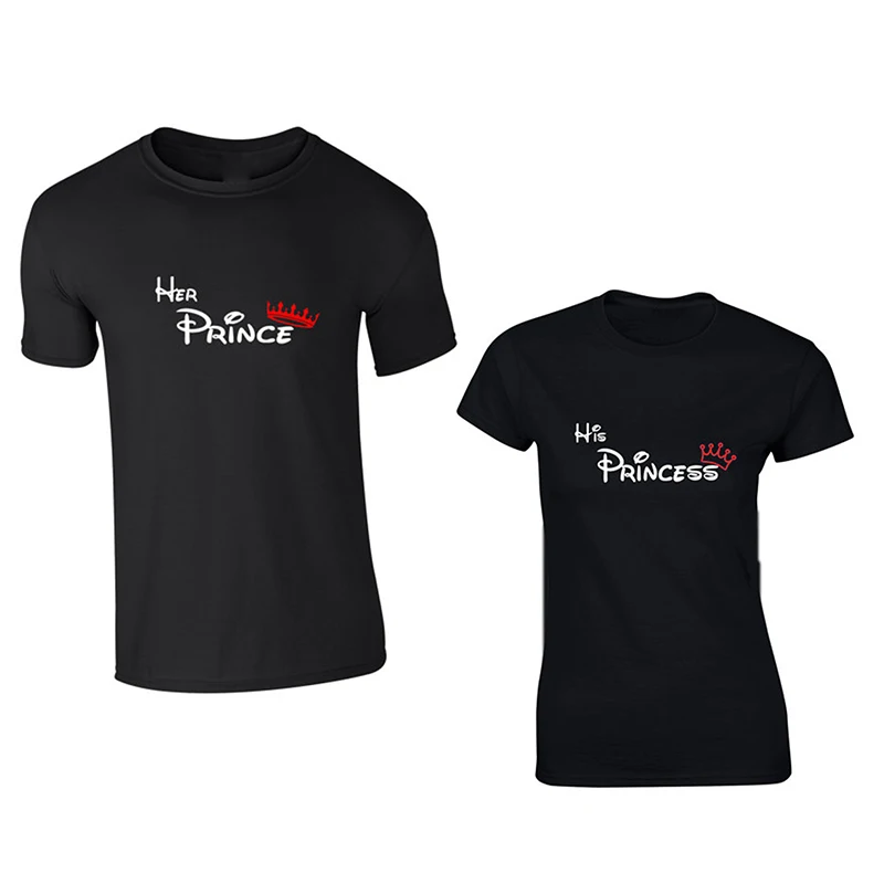 

EnjoytheSpirit Her Prince Funny Valentines Day Unisex Couple T Shirt His Princess Her Prince Couple Good Quality Tee