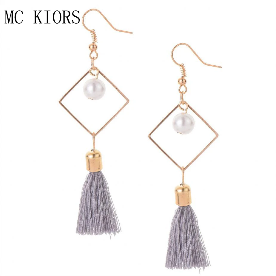 

Fashion 2018 New Long Tassel Earrings For Women Pendientes Fashion Jewelry Black And Red Colors Female Gifts Trendy Classic