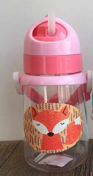 Прочная качественная кружка с ремнем с веревка для гор герметичная Питьевая Бутылка для младенцев, чтобы узнать питьевую чашку - Цвет: 350ML Pink