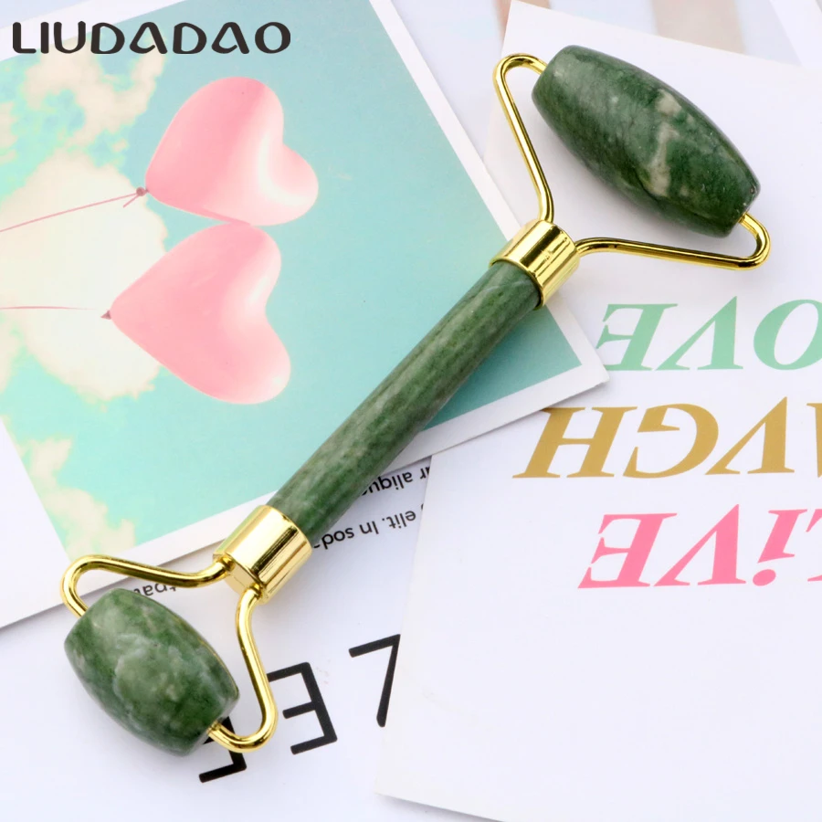 Natural Jade Roller Massage Face Lift Tools Real Green Jade Face Roller Slimming Smooth Roller Faci