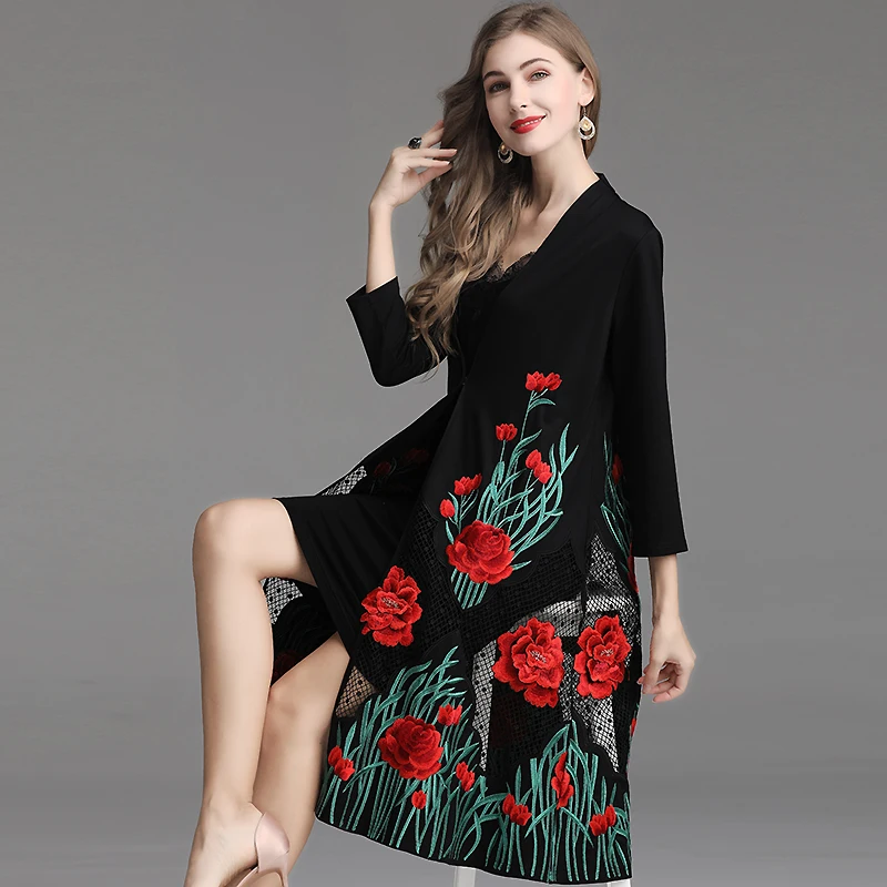 Évider Floral Noir Top Nouvelle Femmes Manteau red Printemps Été Vestes Rouge Qualité D'extérieur Broderie Lâche Black white Long Blanc Cardigan 2019 dBCxhQtsr