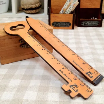 

3pcs ZAKKA creative styling cartoon key ruler shaped wooden ruler student supplies wooden ruler