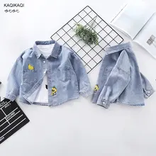 Детская куртка; джинсовая рубашка с обезьянкой и бананом для мальчиков; детская одежда; топы для малышей; повседневная верхняя одежда; коллекция года; сезон весна-осень