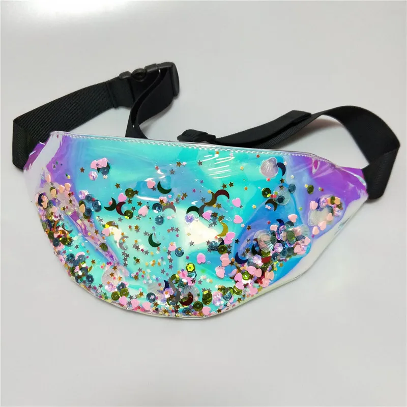 

Newest Women Holographic Transparent Waist Packs Female Fashion PU Leather Waterproof Clear Belt Bags Travel Wallet Fanny Pack