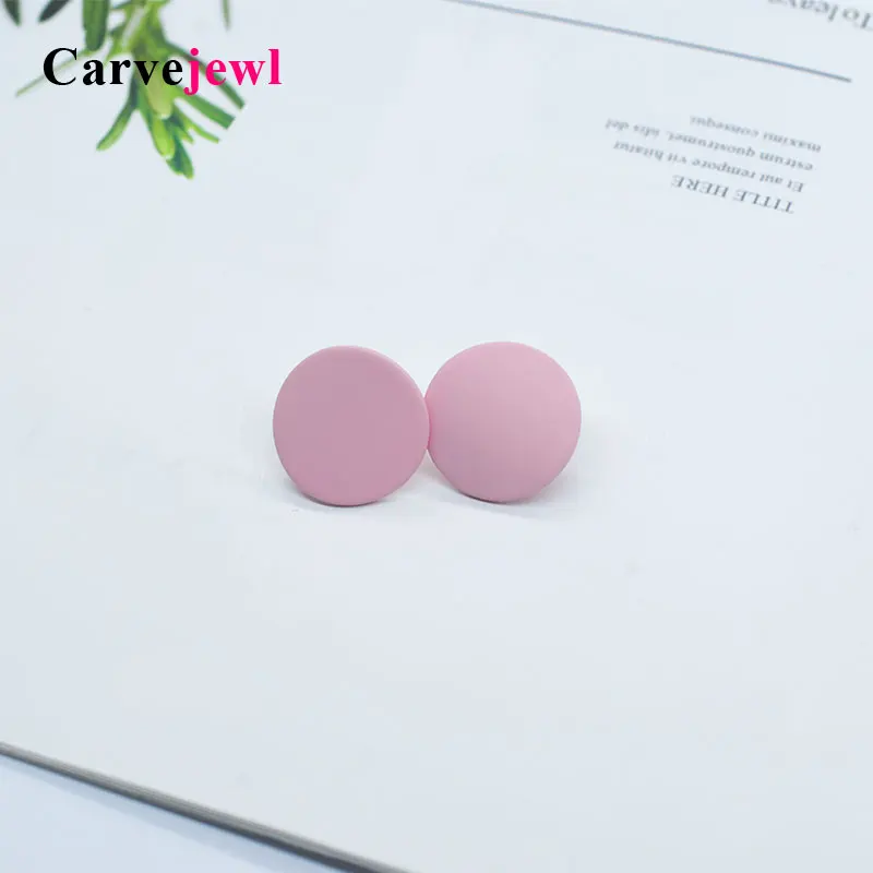 

Carvejewl stud earrings rubber coating color rich round stud earrings for women jewelry girl gift cute new fashion korean earing