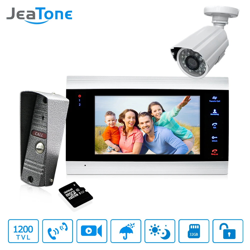 Koop 7 #039; #039;Video Deurtelefoon Deurbel Intercom Met 1200TVL Outdoor Camera amp; 32g Card IP65 Deurtelefoon Intercom Systeem bewegingsdetectie