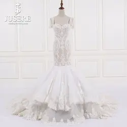 Jusere готов к отправке халат De Mariee Роскошный Полный Бисероплетение Кристалл Обнаженная Подкладка свадебное платье 2018