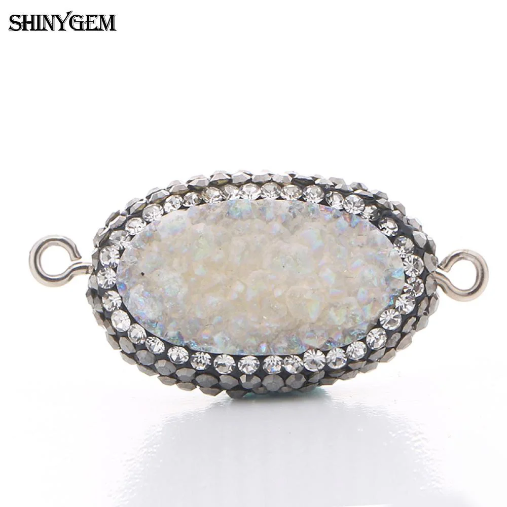 ShinyGem Овальные Подвески Druzy соединители проложить кубический циркон натуральный