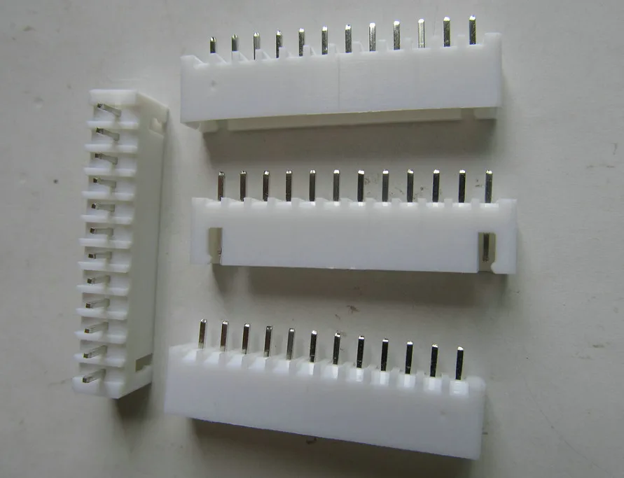100 pcs White 12 pins XH2.54 male straight pin socket connector