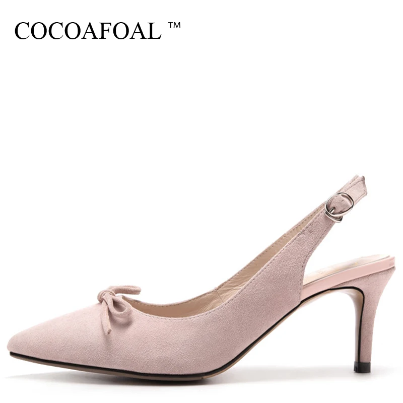 

COCOAFOAL Women Pink Butterfly Sandals Plus Size 31 - 43 Fashion Buckle Strap Pointed Toe Shoes Black Green Sheepskin Sandals