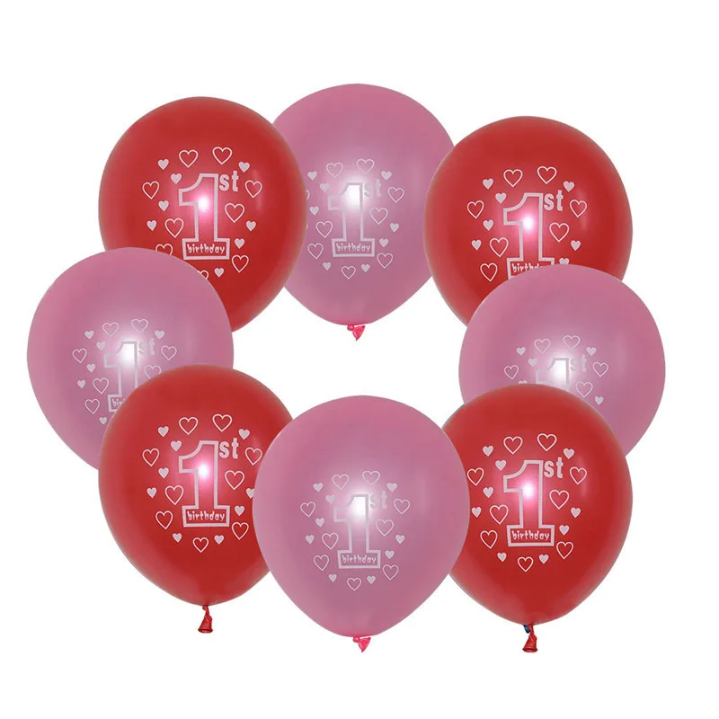 10pcs/set 12 inch Round Latex Number Balloons for Boys Baby Girls Baby 1 Year Old First Birthday Celebration Kids Gift Toys