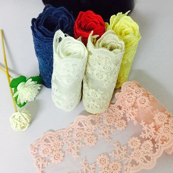 

11.5cm Width Lace Edge Trim Fabric Craft Cloth Wedding Dress New Embroidered Mesh Bow Hair Accessories DIY Rose Lace Fabric
