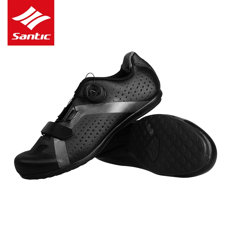 SANTIC обувь для велоспорта, велосипеда, кроссовки, дышащие, для спорта на открытом воздухе, профессиональная обувь для шоссейного велосипеда, нескользящая, без замка, оборудование - Цвет: Black 1