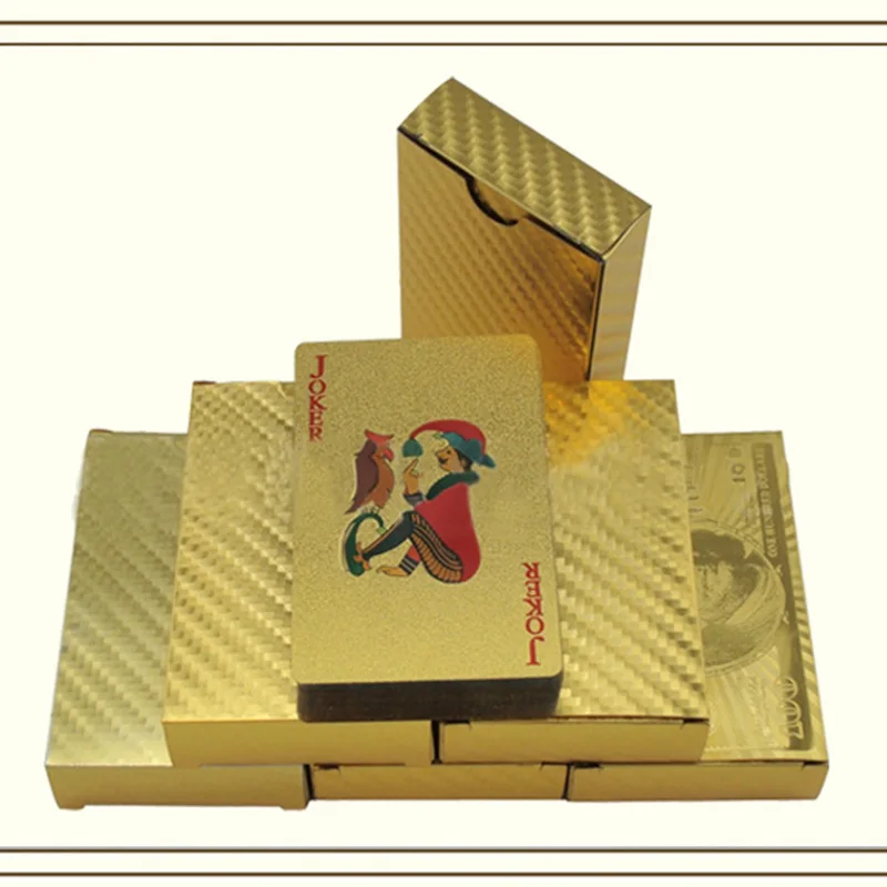 Водонепроницаемые золотые игральные карты Золотая фольга Покер Высокое