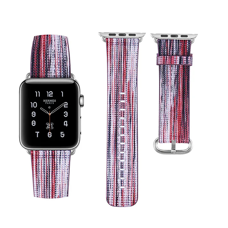 E Из натуральной кожи петлевой для наручных часов Apple Watch, версии 44/40 мм наручных часов iwatch, 4/3/2/1 ремешок для часов 42/38 mmwomen браслет с разъем адаптера - Цвет ремешка: E