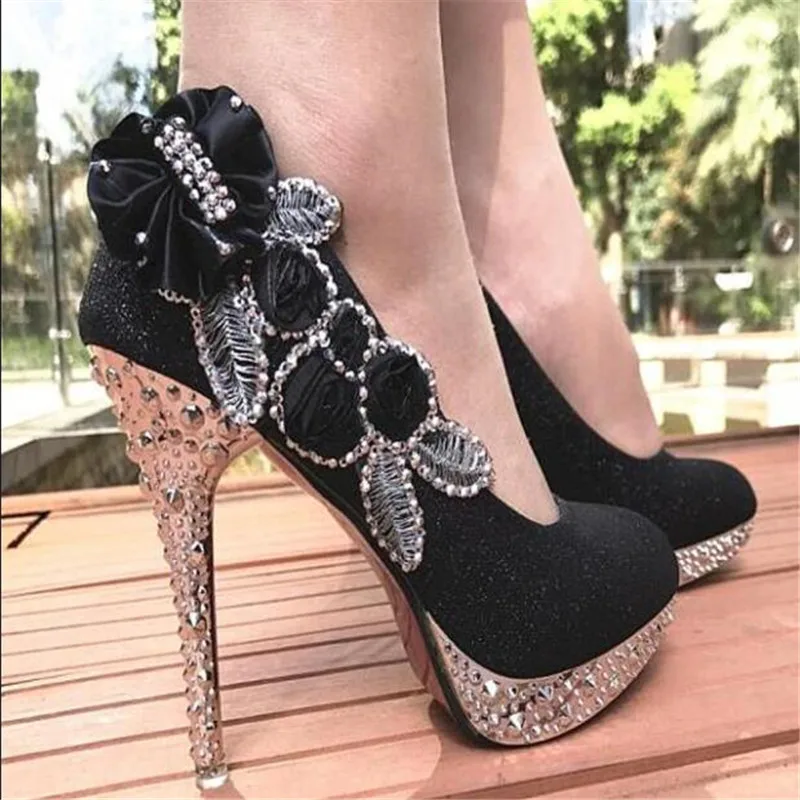 Wedding Shoes Glitter Gorgeous Bridal Evening Party Crystal High Heels Women Shoes Sexy Woman Pumps silver Bridal Shoes 34-41