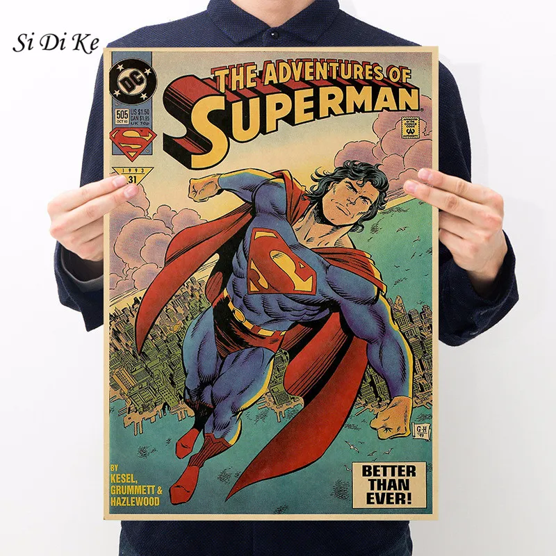 

Si Di Ke Vintage Style Decorative Painting Retro Paper Poster SUPERMAN
