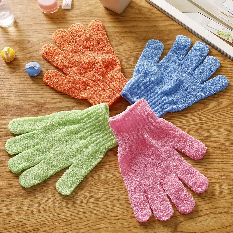 4Pcs Shower Bath Gloves Exfoliating Wash Skin Spa Massage Loofah Body