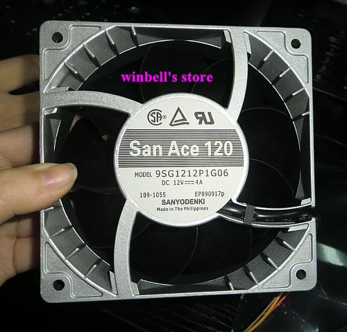 

Original San Ace 120 120*120*38mm 12cm fan 9SG1212P1G06 12V 4A big air flow fan 4wires ~