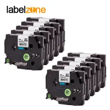 10 шт. 24 мм Tze251 черный на белом Tz-251 Совместимость для Brother P-touch этикетки принтеры ламинированные этикетка переключение на ноль клейкие ленты Tze-251 Tz251