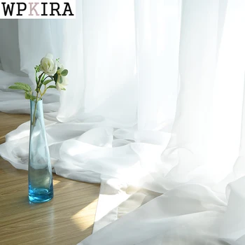 

European and American style white Window Screening Solid Door Curtains Drape Panel Sheer Tulle For Living Room 184&30