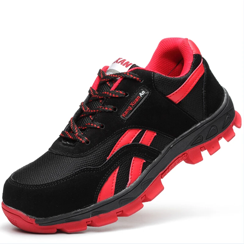 

fashion big size breathable mesh steel toe cap work safety summer shoes woman non-slip hiking tooling boots protective footwear