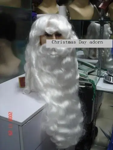 

Wholesale& heat resistant LY free shipping>>Amazing snowy white Santa Claus beard+wig{ a set of } Christmas Day adorn
