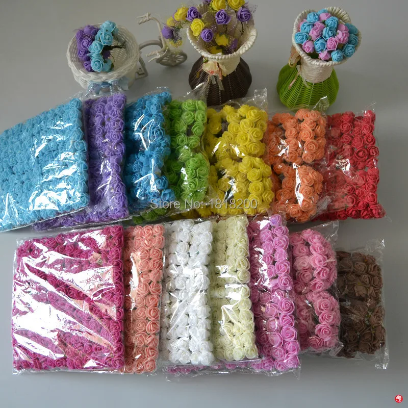2 см 144 шт многоцветные ПЭ пенопластовые Мини искусственные шелковые цветы букет одноцветные свадебные декоративные цветы венки подарок 6Z