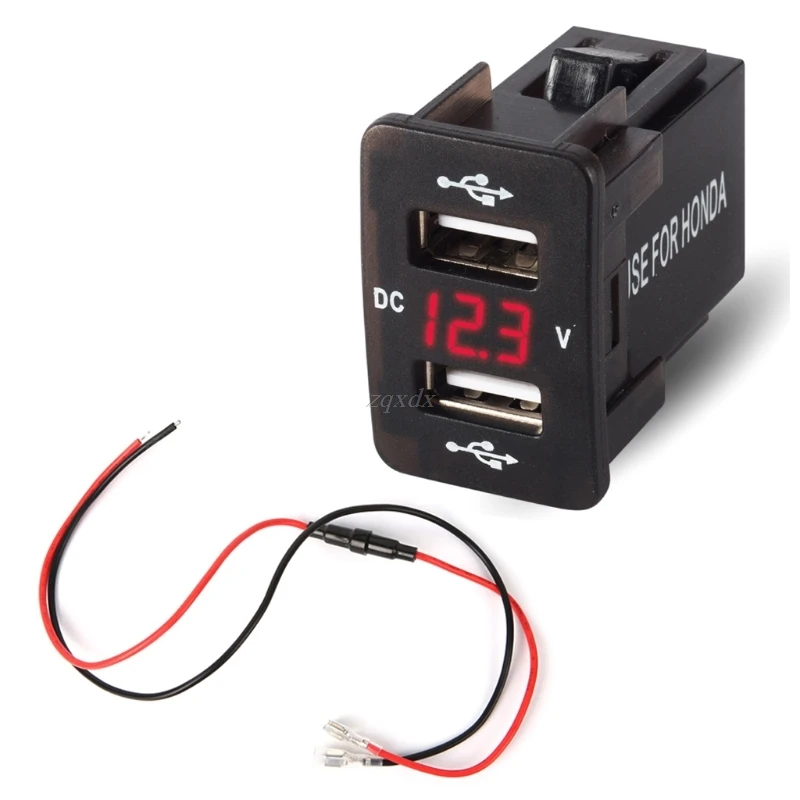12V 24V устройство для автомобиля с двумя портами USB Зарядное устройство розеткой Мощность адаптер для HONDA для всех мобильных телефонов, 236x23 мм Прямая поставка