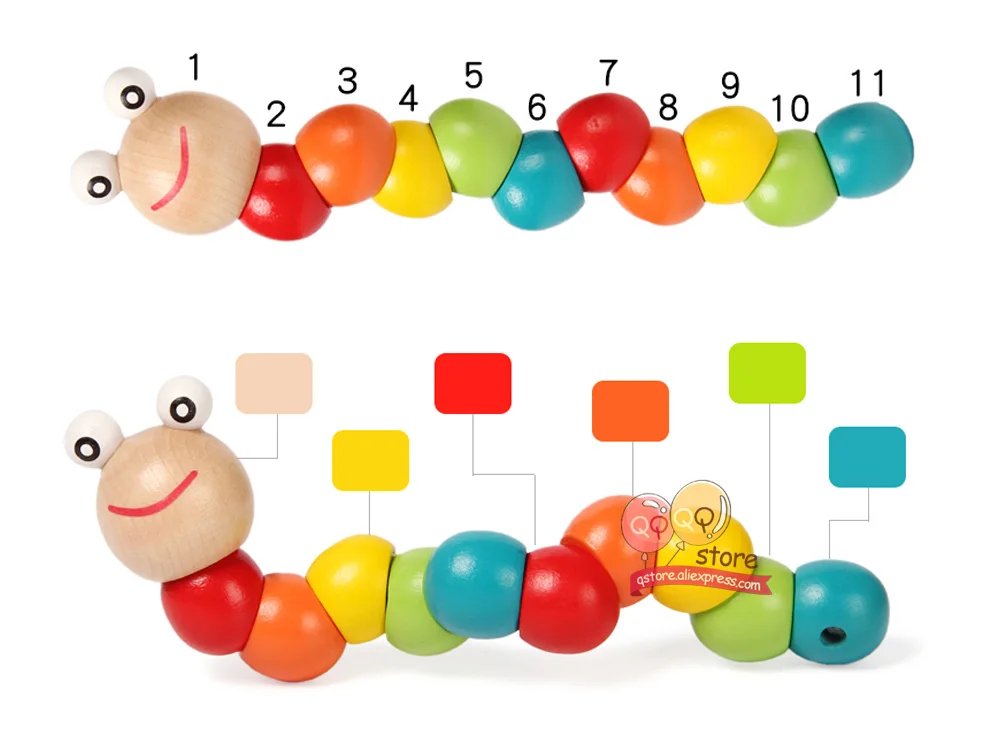 Красочные деревянные головоломка гусеница обучения детей развивающие дидактические детские развивающие игрушки пальцы игры для детей