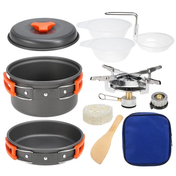 

/ LIXADA Outdoor Camping Cookware Set Outdoor Gas Stove Picnic Pot Pan Set Outdoor Camping Tableware for Hiking Survival Picnic