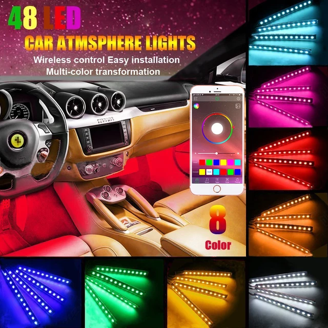Buy 4pcs 48LED 8 Color Car LED Strip Light Waterproof