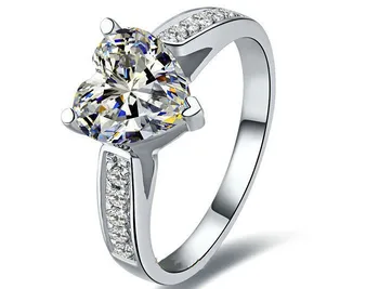 

Pure White Gold AU585 Female Ring 1CT Heart Fine Diamond Wedding Ring Fine Jewelry Gift For Sweetheart Love Forever Ring