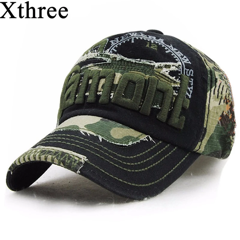 gorro inf Xthree-gorras de béisbol de camuflaje para hombre y mujer 