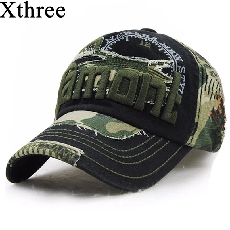 Xthree للجنسين التمويه قبعة بيسبول غنيمة كاب عارضة الرياضة في الهواء الطلق snapback قبعة للرجال كاب النساء gorra casquette بالجملة