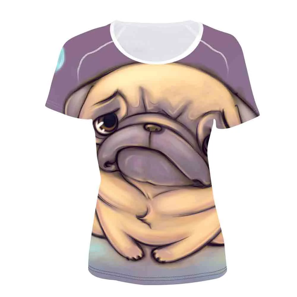 Хлопковая футболка с принтом Французский bulldog Женская Повседневная Собачка для