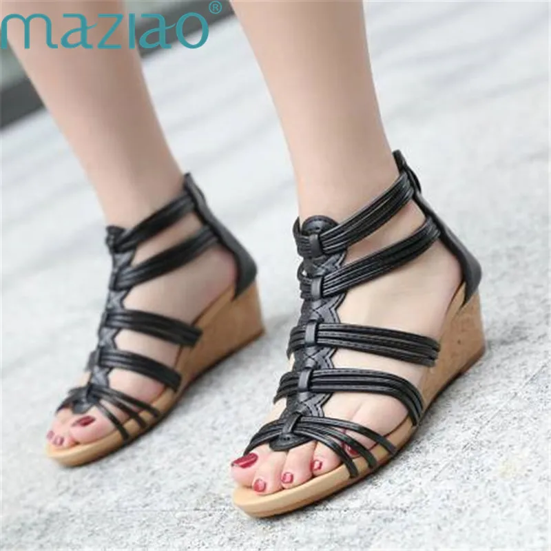 

Sandals Round Toe Open Toe Casual Rome Style High Heel Wedge Beach Sandals Platform Shoes MAZIAO