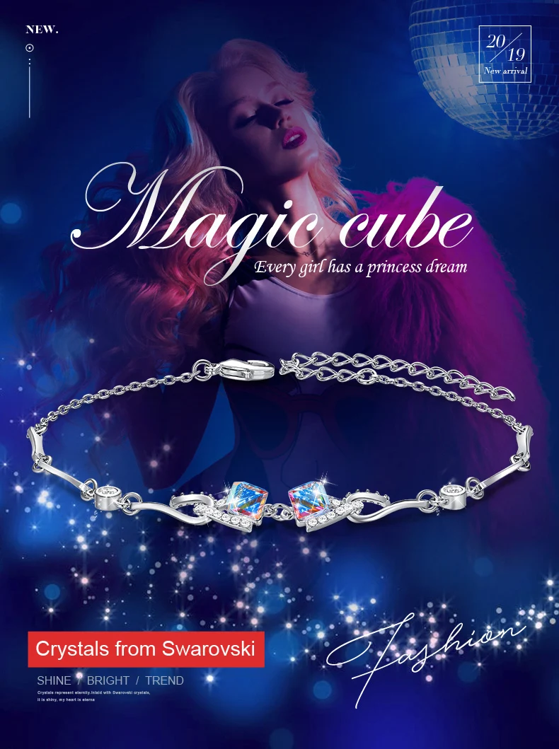 Luxury Austrian Crystal Bracelet Colorful Cube Bracelets  (1)