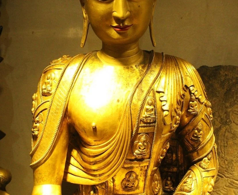 

Chinese Tibet Buddhism Bronze 24K Gold Hundred Shakyamuni Sakyamuni Buddha 006