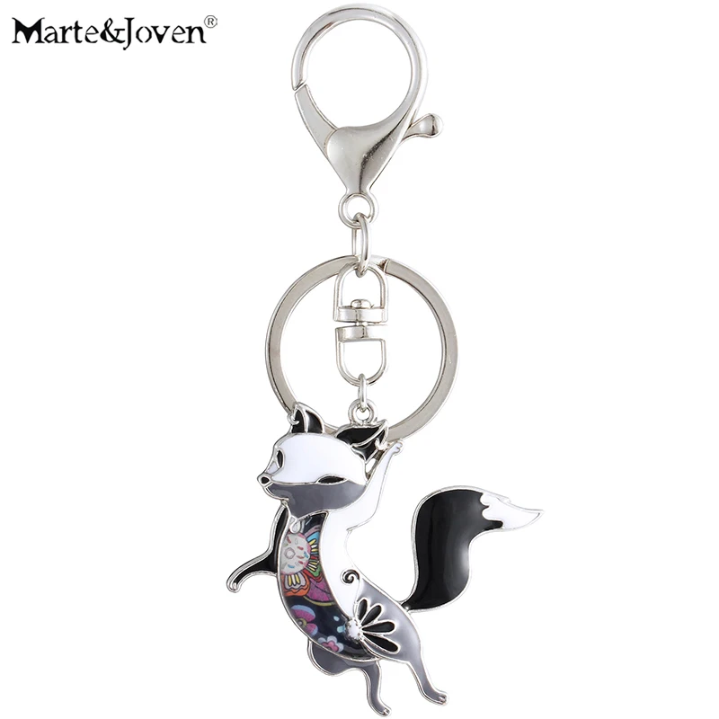 

Marte&Joven Cute Fox Keychains for Women Unique Colorful Enamel Animal Charm Keyring Fox Lovers Gift
