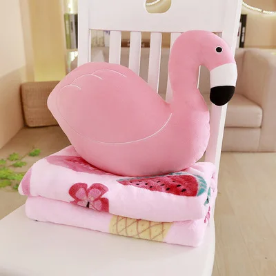 Flamingo B Плюшевое одеяло с героями мультфильмов; креативные животные; мягкая плюшевая подушка с бананом на спине; детская спальная кукла с Фламинго; зимняя подушка; одеяло; подарок - Цвет: Flamingo B