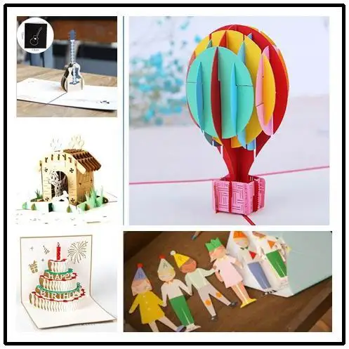 

3D hot air balloon postcard birthday pop up card creative festival party blessing greeting card thanksgiving card Invitations