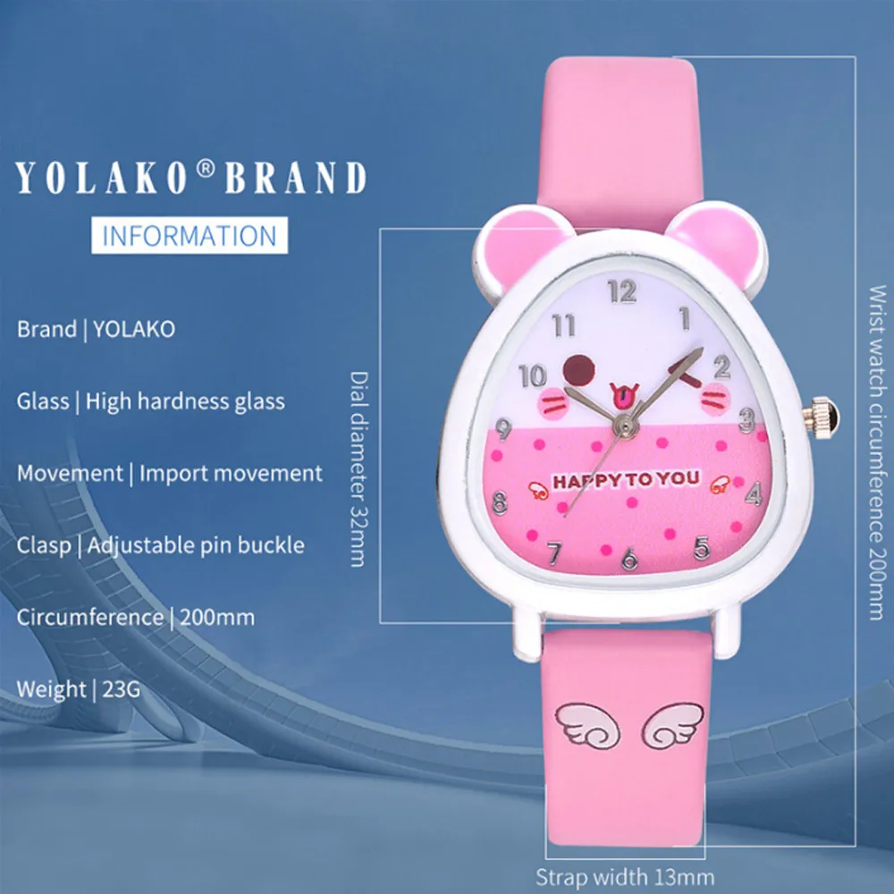 YOLAKO Модные Повседневные детские часы Чудесный дизайн в виде животного для мальчиков и девочек милые кварцевые часы подарок на день