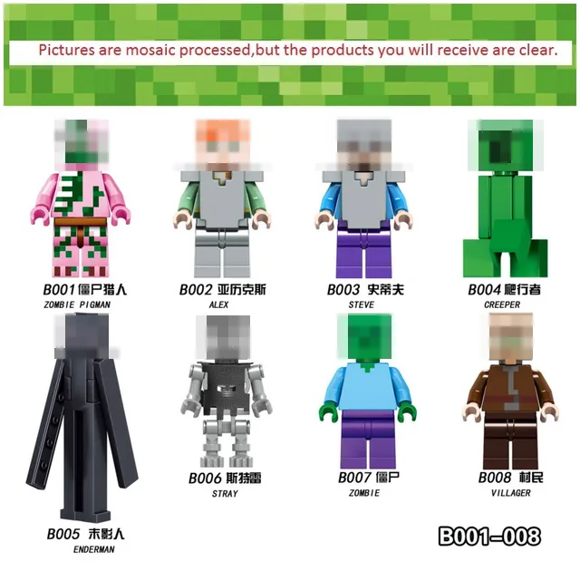 Best Price Single Sale Minecrafted Building Blocks Zombie PigMan Steve Alex Skeleton My World Figure Bricks Toy kids gift Compatible Legoed